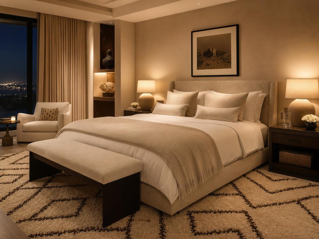 Moroccan rug in a luxury bedroom