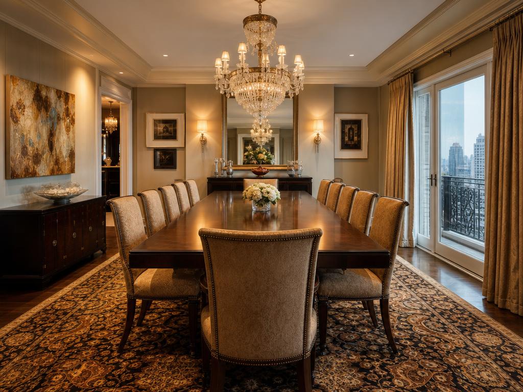 Oriental rug in an elegant dining room