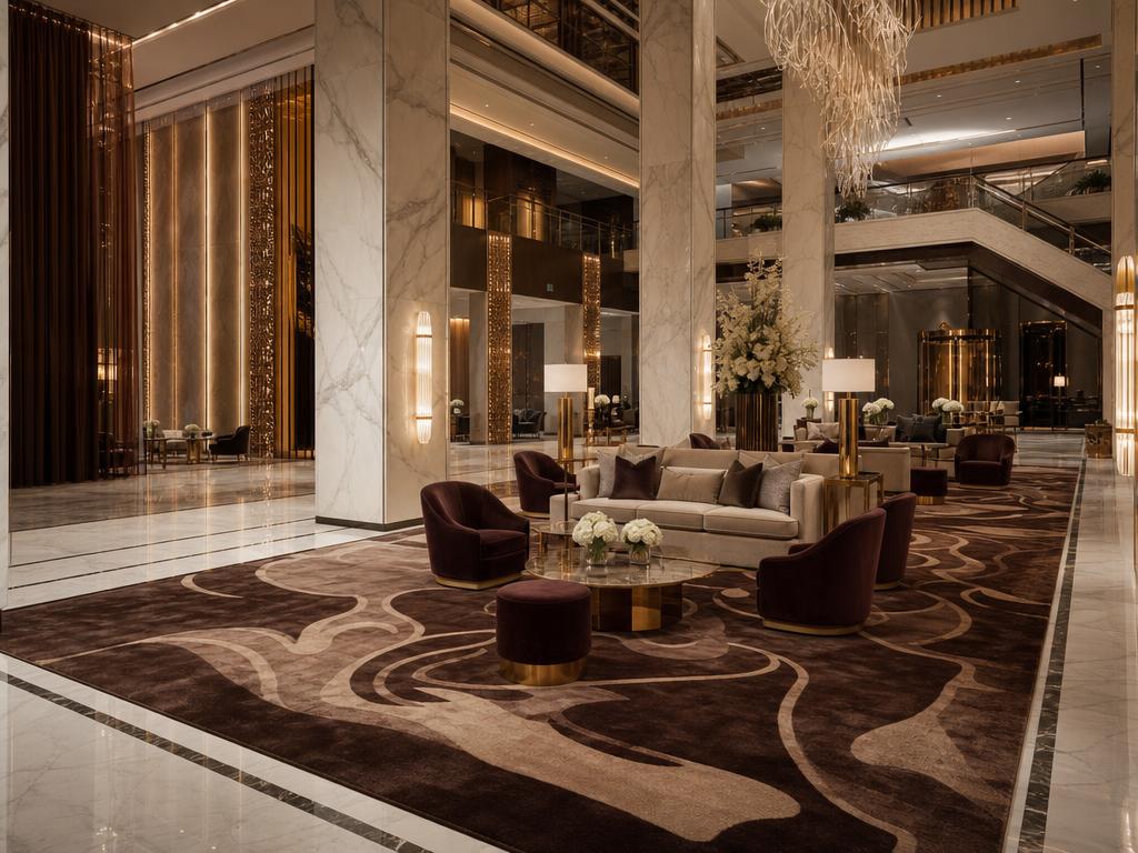 Modern rug in a five-star hotel lobby
